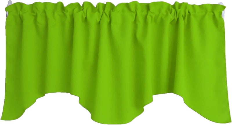 Zen Creative Designs Solid Poplin Scalloped Window Valance Home Décor Bedroom Nursery Kitchen Window (Lime Green) - Image 1